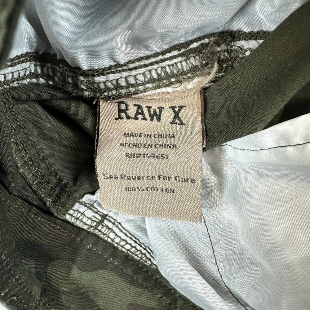 Raw X Cargo Shorts Mens 40 Green Camo Woodland Multi Pocket Cotton Casual